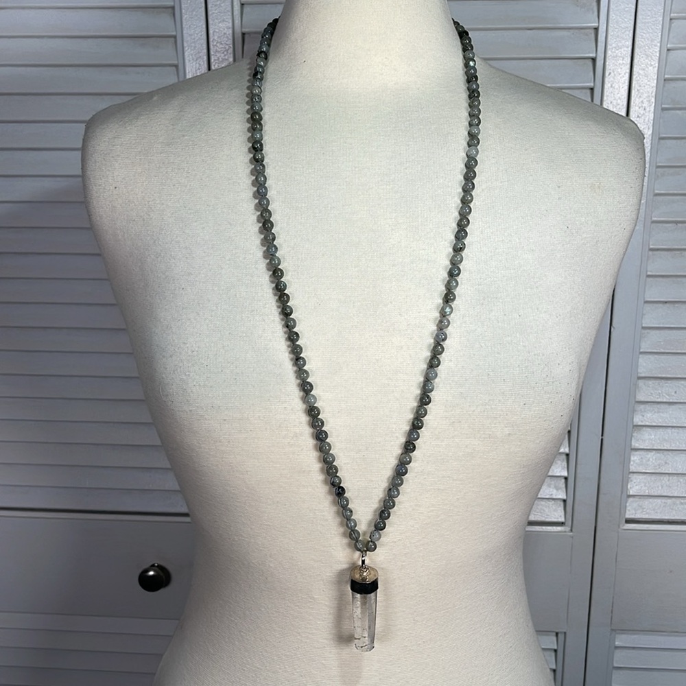 HANDMADE, Romantic Boho Necklace | Quartz Crystal & Labradorite for the Heart.